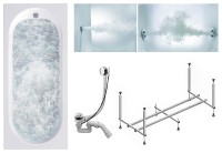 Комплект Акриловая ванна TIMO ROHA1570 150*70*58+каркас+слив-перелив+гидромассаж 6 форсунок+гидромассаж спины 3 форсунки+фронтальная панель