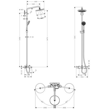Душевая система для ванн, для душа Hansgrohe Croma Showerpipe 221 хром (27223000)