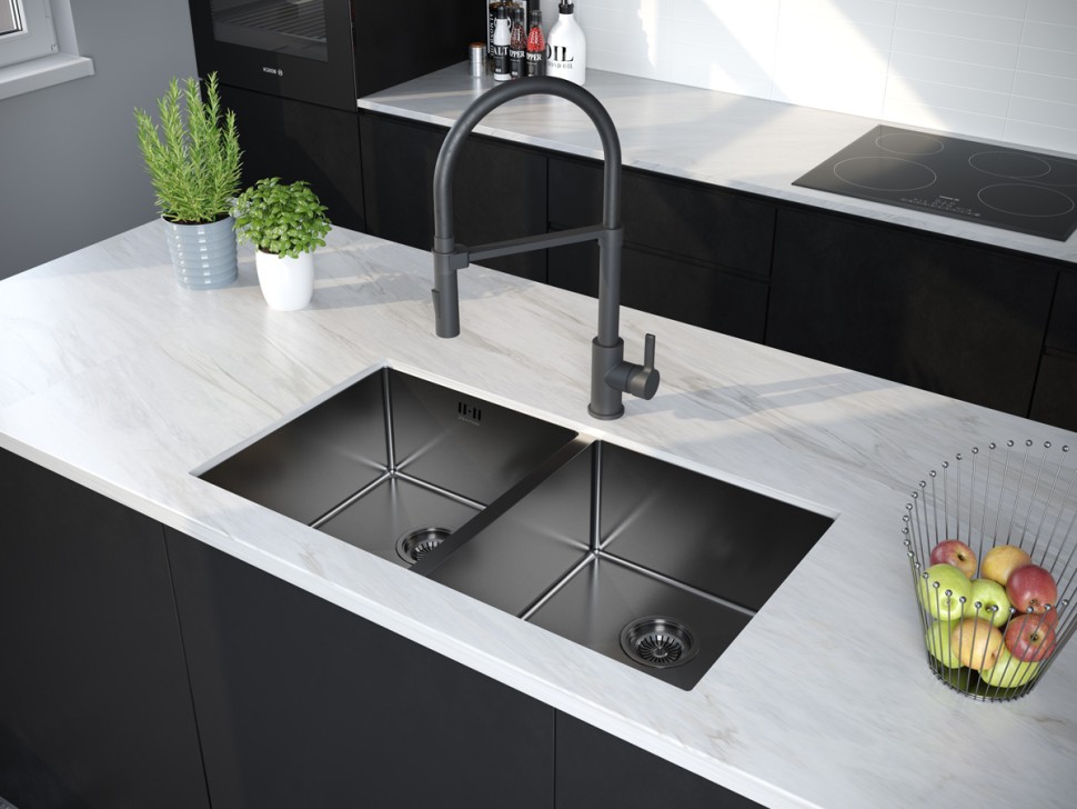 Мойка нерж. сталь GERBERG 78/2 UNI, PM237844-GM, вороненая сталь, 780х440мм, Paulmark