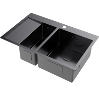 Кухонная мойка Omoikiri Akisame 78-2-R-GM нерж. сталь/вороненая сталь