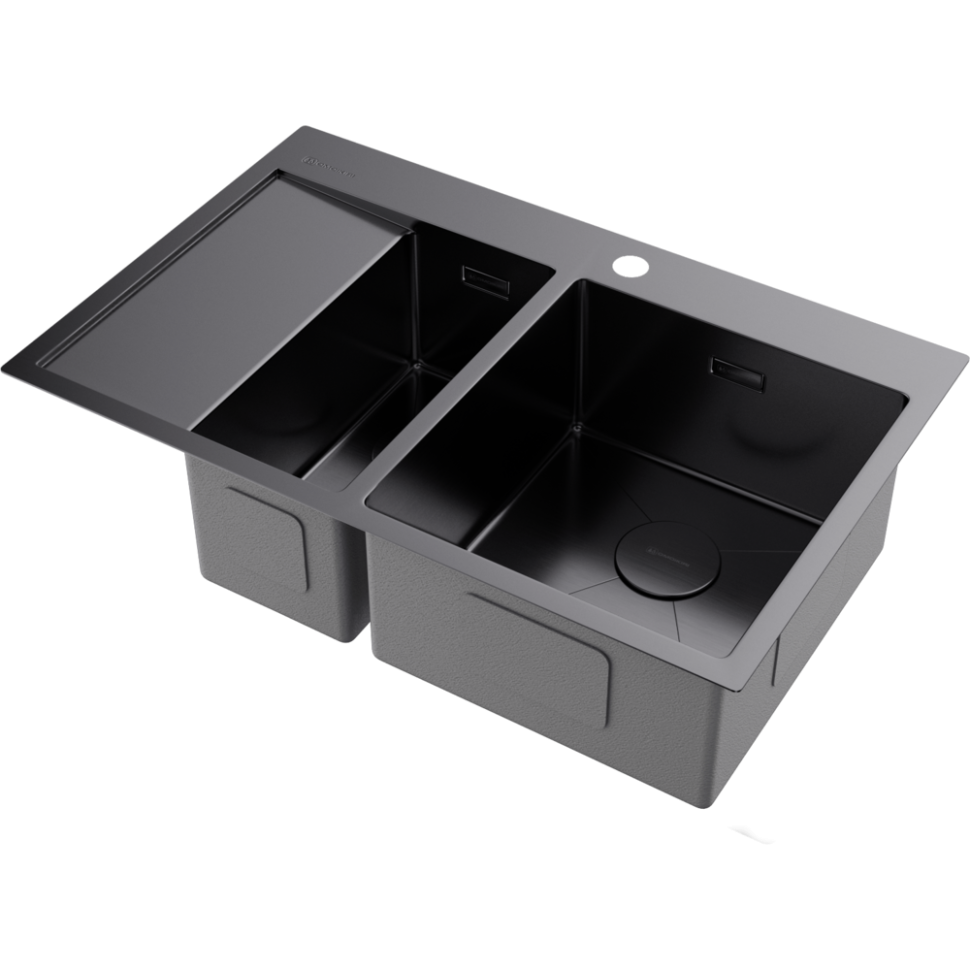 Кухонная мойка Omoikiri Akisame 78-2-R-GM нерж. сталь/вороненая сталь