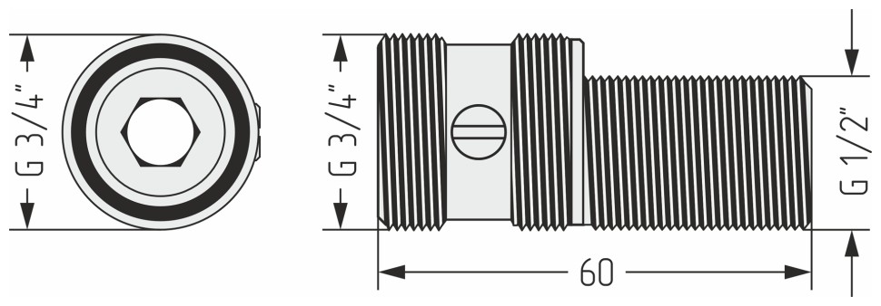 Эксцентрик запорный (G 1/2" НР х G 3/4" НР)
