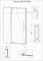 Душевая дверь Veconi Vianno VN-34, 1100x1950, хром, стекло прозрачное