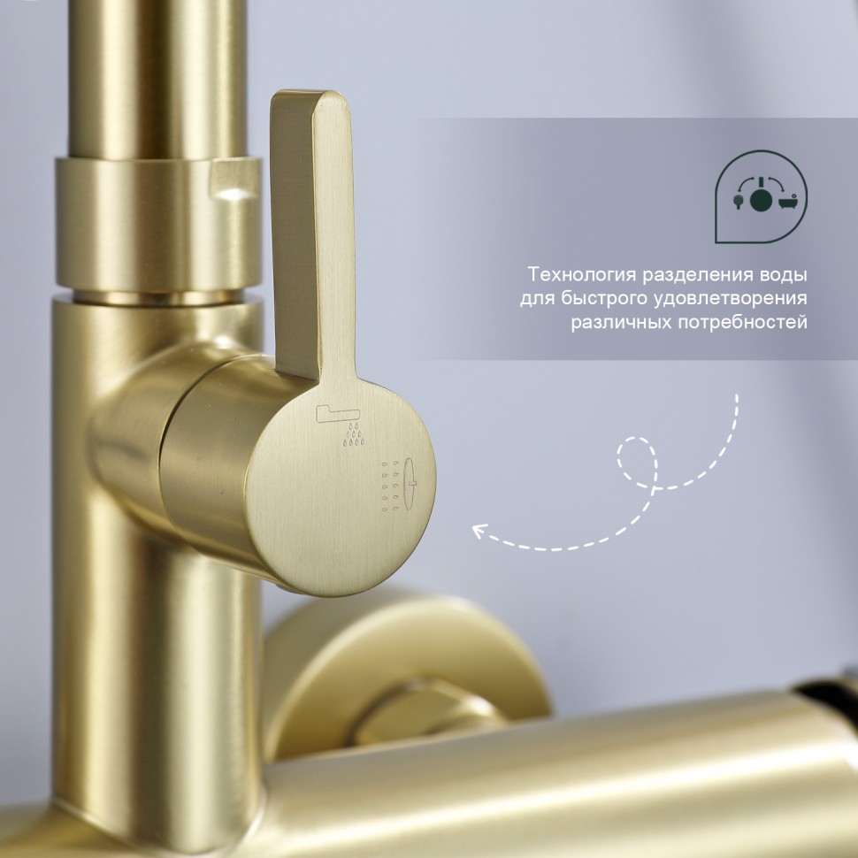 Душевая система Splenka для ванны и душа S221.24.03 Золотой сатин