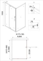 Душевое ограждение Niagara Nova NG-83-10AB-A80B (100х80х195) прямоугольник,черный,дверь распашная,стекло прозрачное,2 места