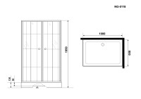 Душевой уголок Niagara Nova NG-0118-14 (100х80х195) прямоугольник,низкий поддон,черный,двери раздвижные,стекло прозрачное с рисунком,2 места