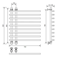 Полотенцесушитель водяной Veconi Tufo, 70/10/80, графит