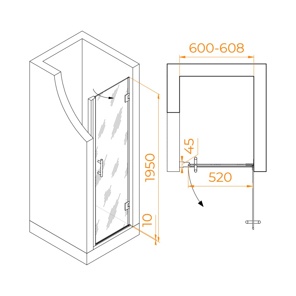 Душевая дверь RGW HO-011 (Прозрачное, 600)