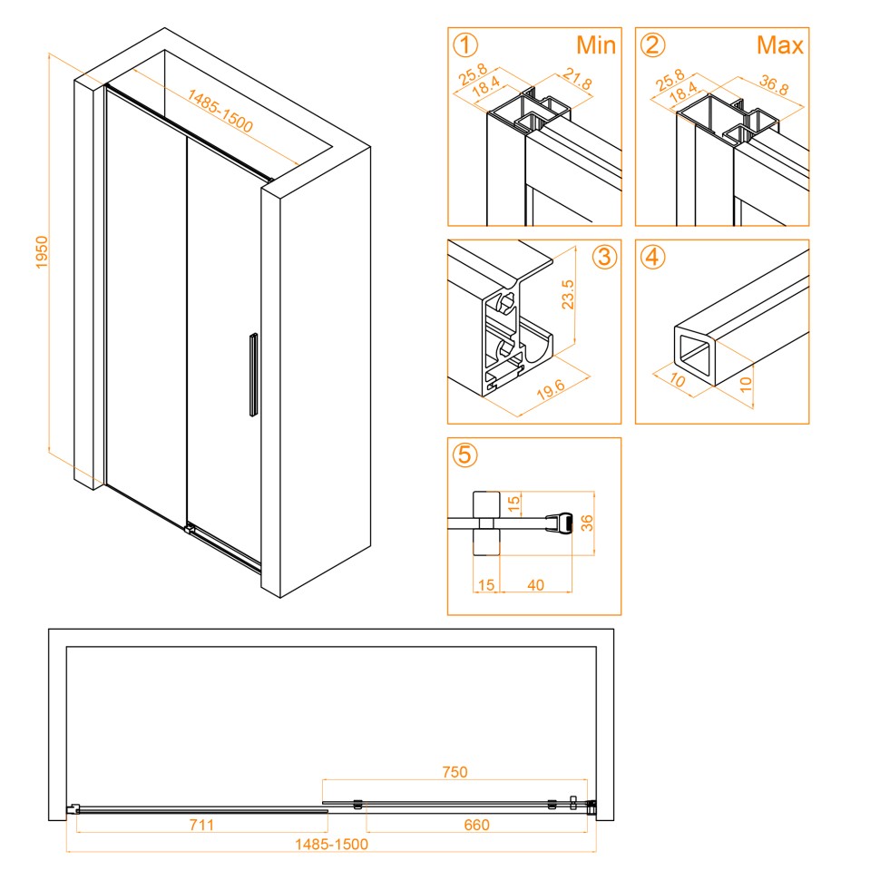 Душевая дверь RGW SV-12 (Прозрачное, 1500)