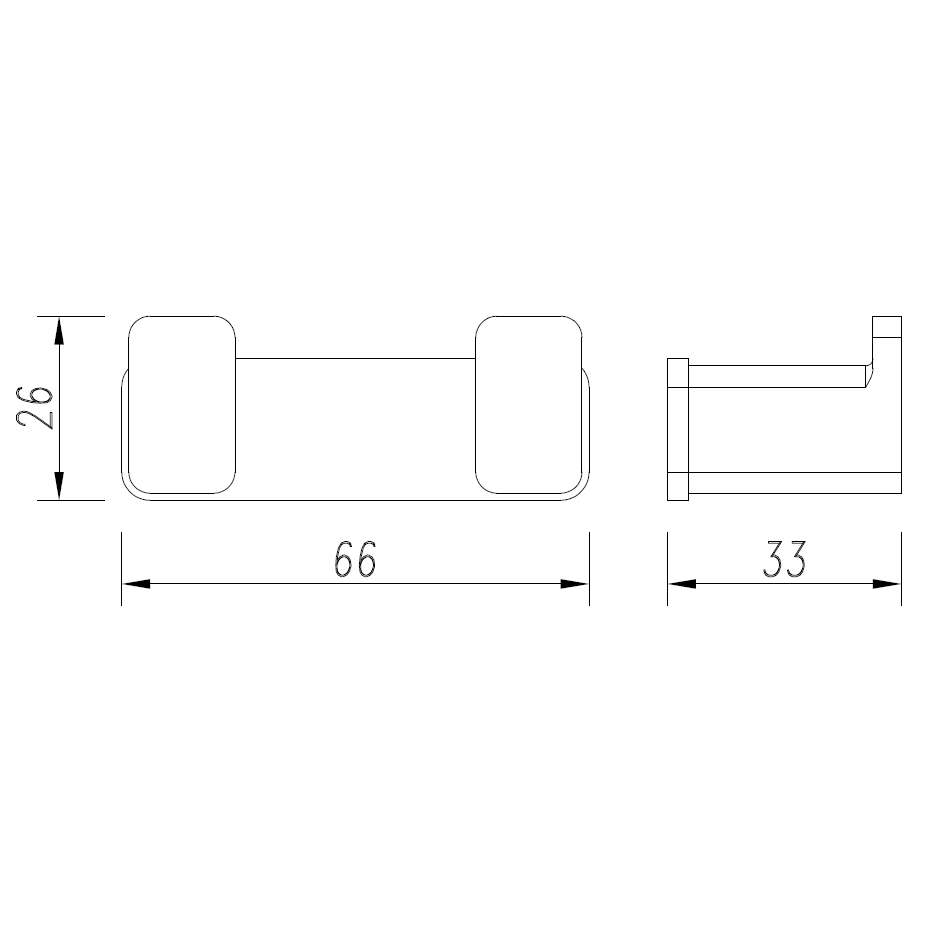 AQM7302MB Tivoli Крючок двойной латунный, черный матовый