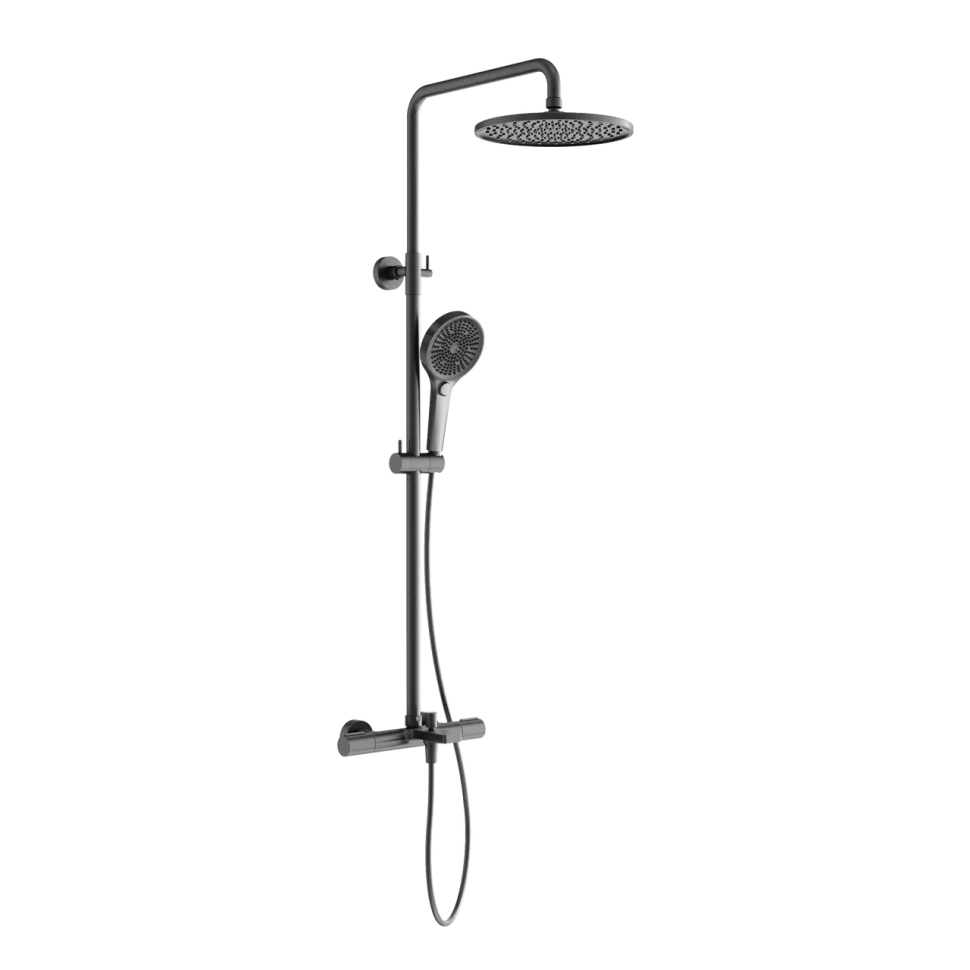 Душевая стойка с термостатом и изливом SANCOS Etna, вороненая сталь, арт. SC9008GG