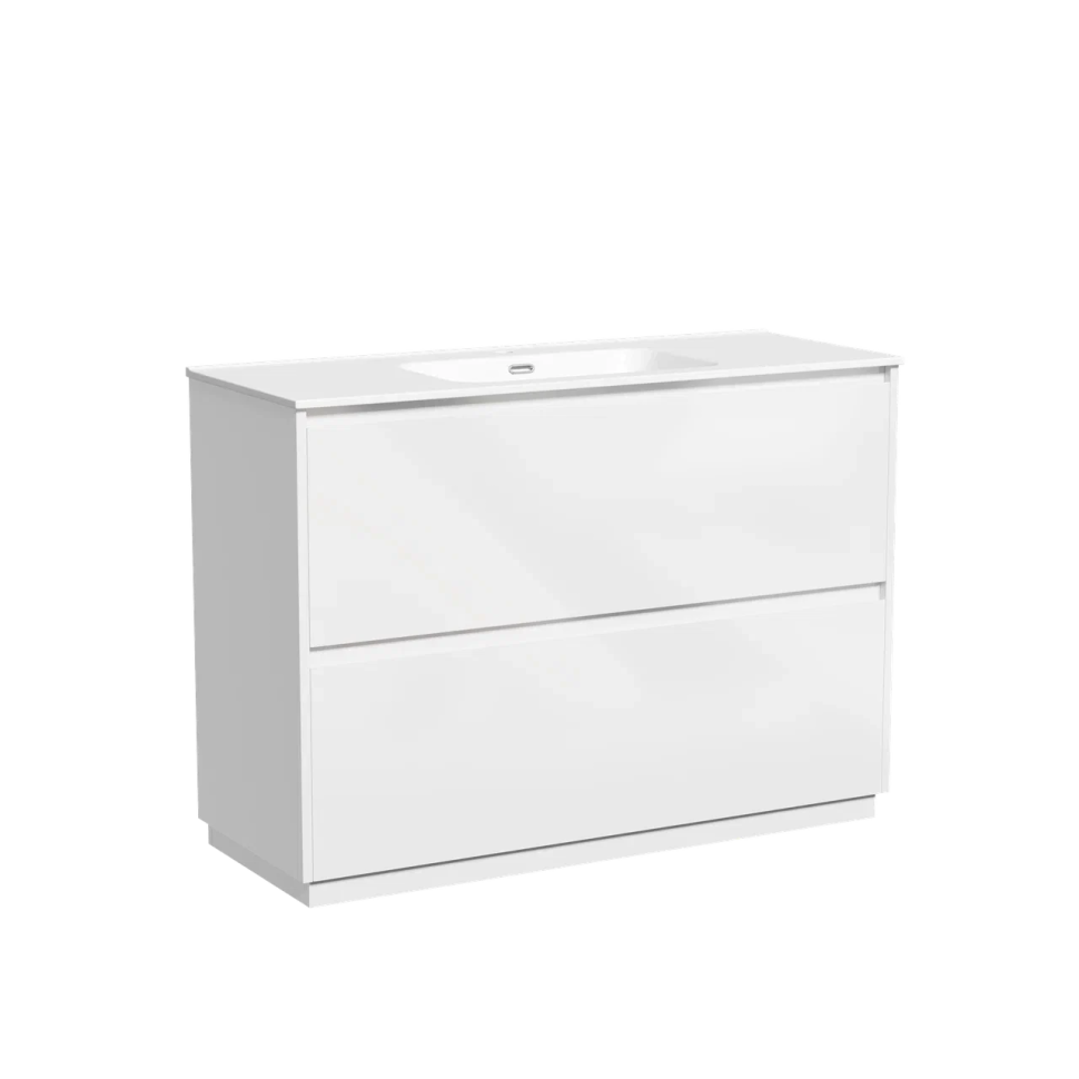 Тумба под раковину SANCOS Libra Floor напольная, 1190х450х840, c двумя ящиками оснащенными доводчиками, белый глянец , арт. LB120F-1W