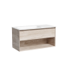 Тумба подвесная SANCOS Marmi 1.0 левая, 995х445х520, c одним ящиком оснащенным доводчиками скрытого монтажа и открытой нишей, дуб галифакс натуральный, арт. MR1.0100LEG