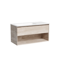 Тумба подвесная SANCOS Marmi 1.0 левая, 995х445х520, c одним ящиком оснащенным доводчиками скрытого монтажа и открытой нишей, дуб галифакс натуральный, арт. MR1.0100LEG