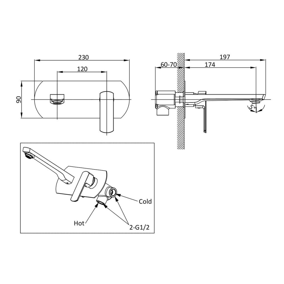 Смеситель для раковины Next VBFW-1N1MB встраиваемый однорычажный, черный