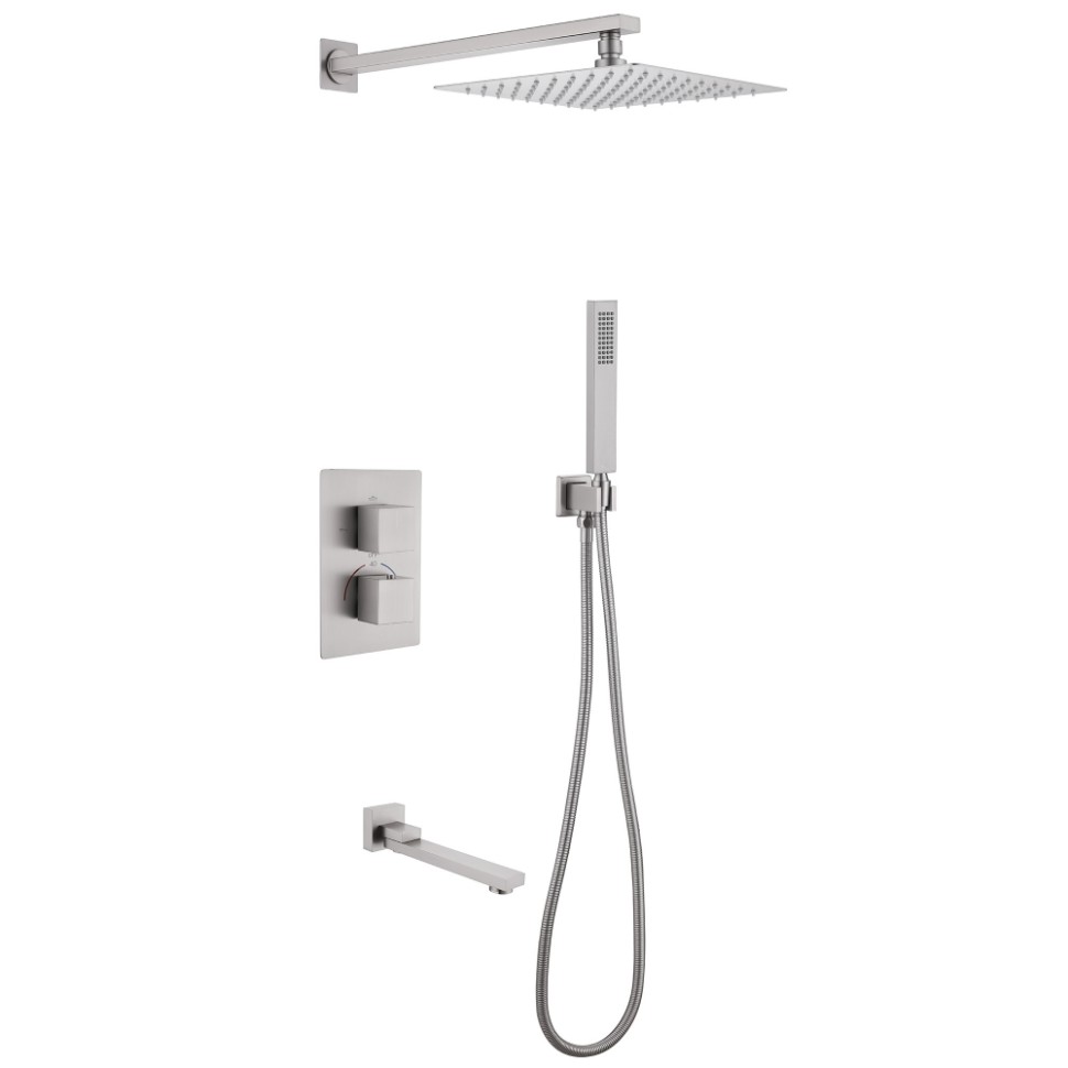 Душевая система ABBER Daheim AF8250SP скрытого монтажа с изливом, термостат, сатин