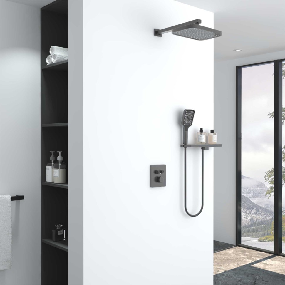 Душевой комплект VSFW-321MT1RGM встраиваемый, термостат, двухрежимный, вороненая сталь