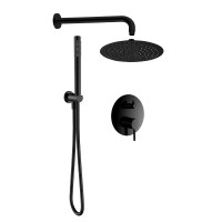 AQM8404MB Набор для комплектации душа со смесителем, черный матовый