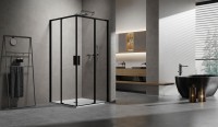 Душевой уголок Slim 8mm VSS-6SL900CLB, 900*900, черный, стекло прозрачное