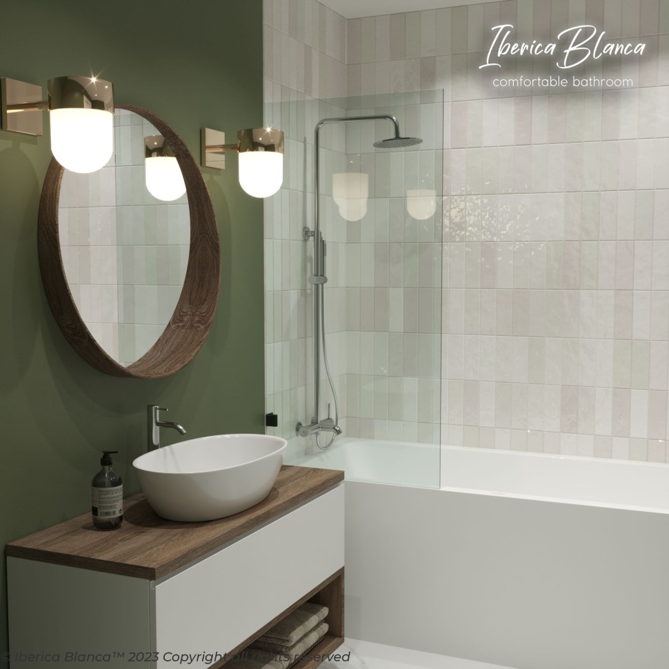 Шторка для ванны IBERICA BLANCA Mod.405 неподвижная прозрачное стекло/черный 70х140см (IB405.SB.140.70)