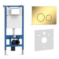 Комплект 2в1 IBERICA BLANCA инсталляция SILENCIO, кнопка смыва INOX-O золото глянцевое (IB001.816)