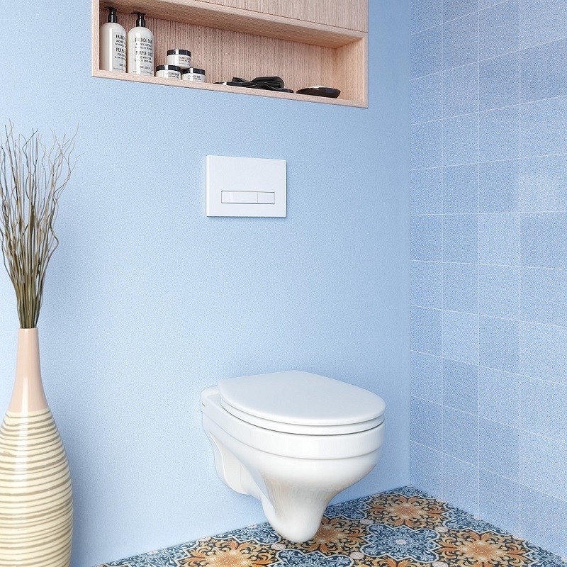 Инсталляция BERGES для скрытого монтажа унитаза АТОМ Line 410 кнопка матовый хром