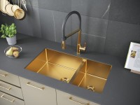 Мойка нерж. сталь GERBERG 78/2S UNI, PM227844-BG, брашированное золото, 780х440мм, Paulmark