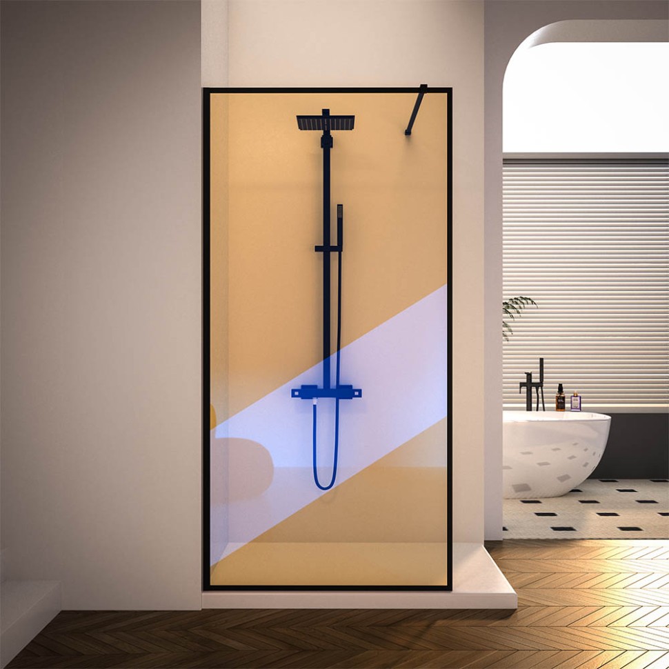 Душевая перегородка Veconi Korato KR-81BC, 900x2000, черный матовый, хамелеон