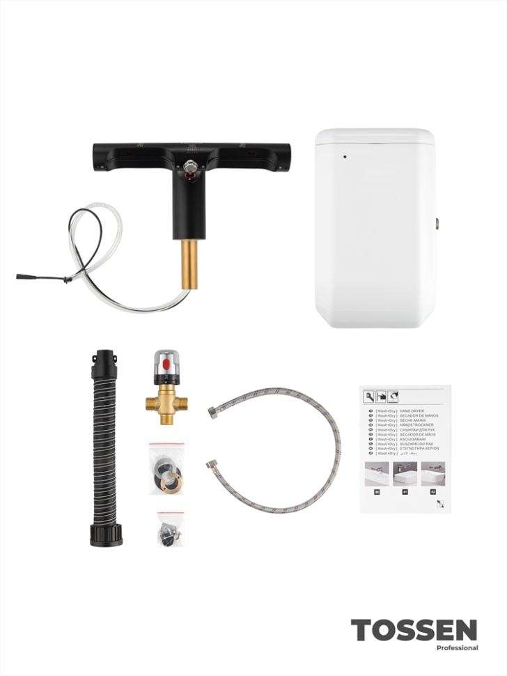 TOSSEN LS 1702 MB - смеситель с сушилкой для рук (бесщеточный мотор) (коллекция «Матовый чёрный»)