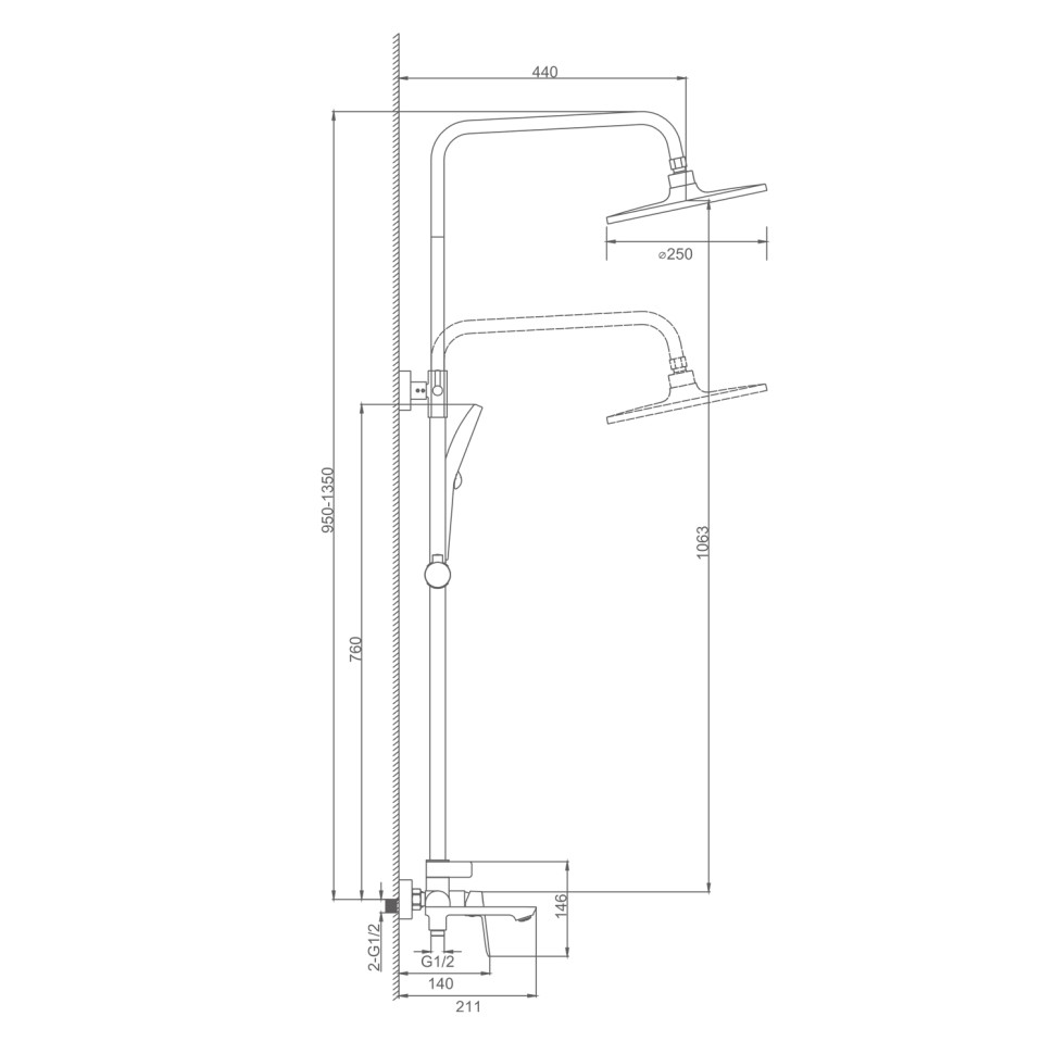Душевая система Splenka для ванны и душа S41.24.09 Графит