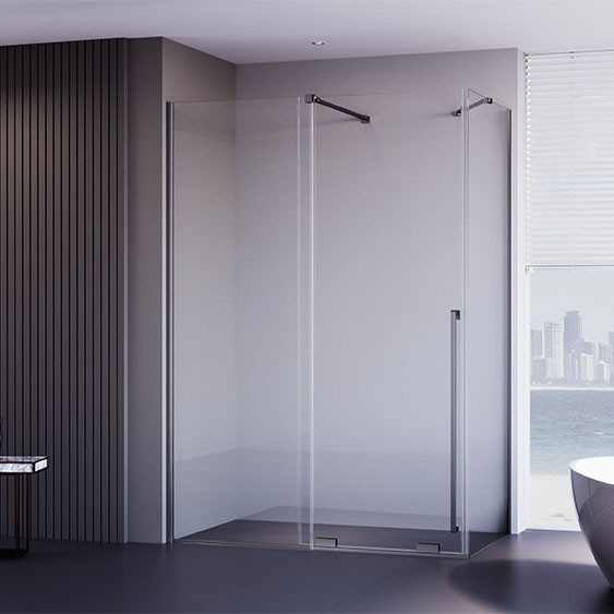 Душевой угол Premium Trento PTC-SP-50GR, 1400х800x2000, брашированный графит, стекло прозрачное