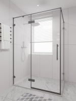 Боковая панель Veconi Premium Alassio SP GR, 800x2000, брашированный графит, стекло прозрачное осветленное