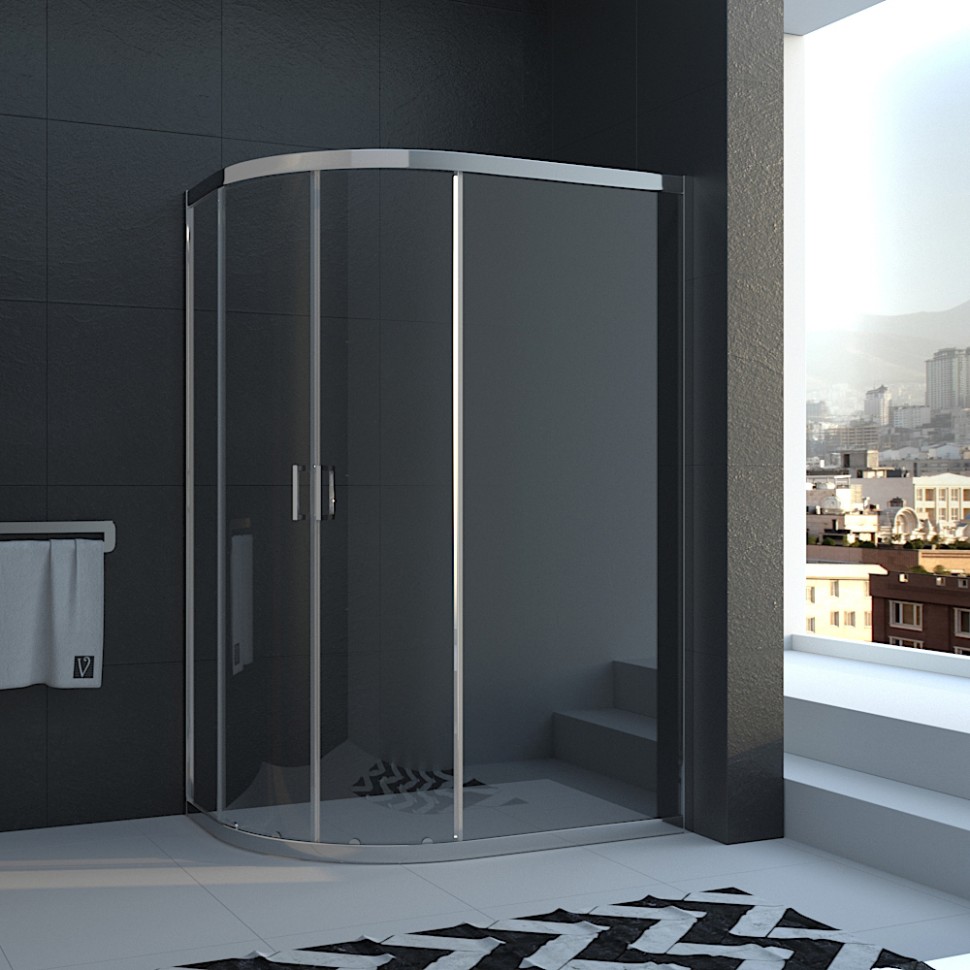 Душевой угол Veconi Rovigo RV-03, 1000x800x1950, хром, стекло прозрачное