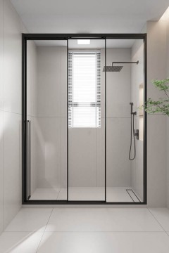 Душевая дверь раздвижная Premium Prato 300 B-R, 1400х2000, черный матовый, стекло прозрачное