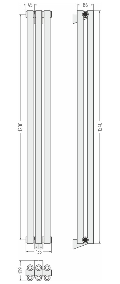 Эстет-00 1200х135 3 секции