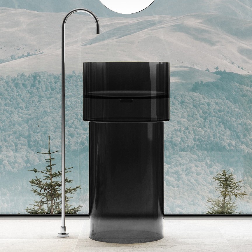 Раковина отдельностоящая прозрачная ABBER Kristall AT2701Onyx черная