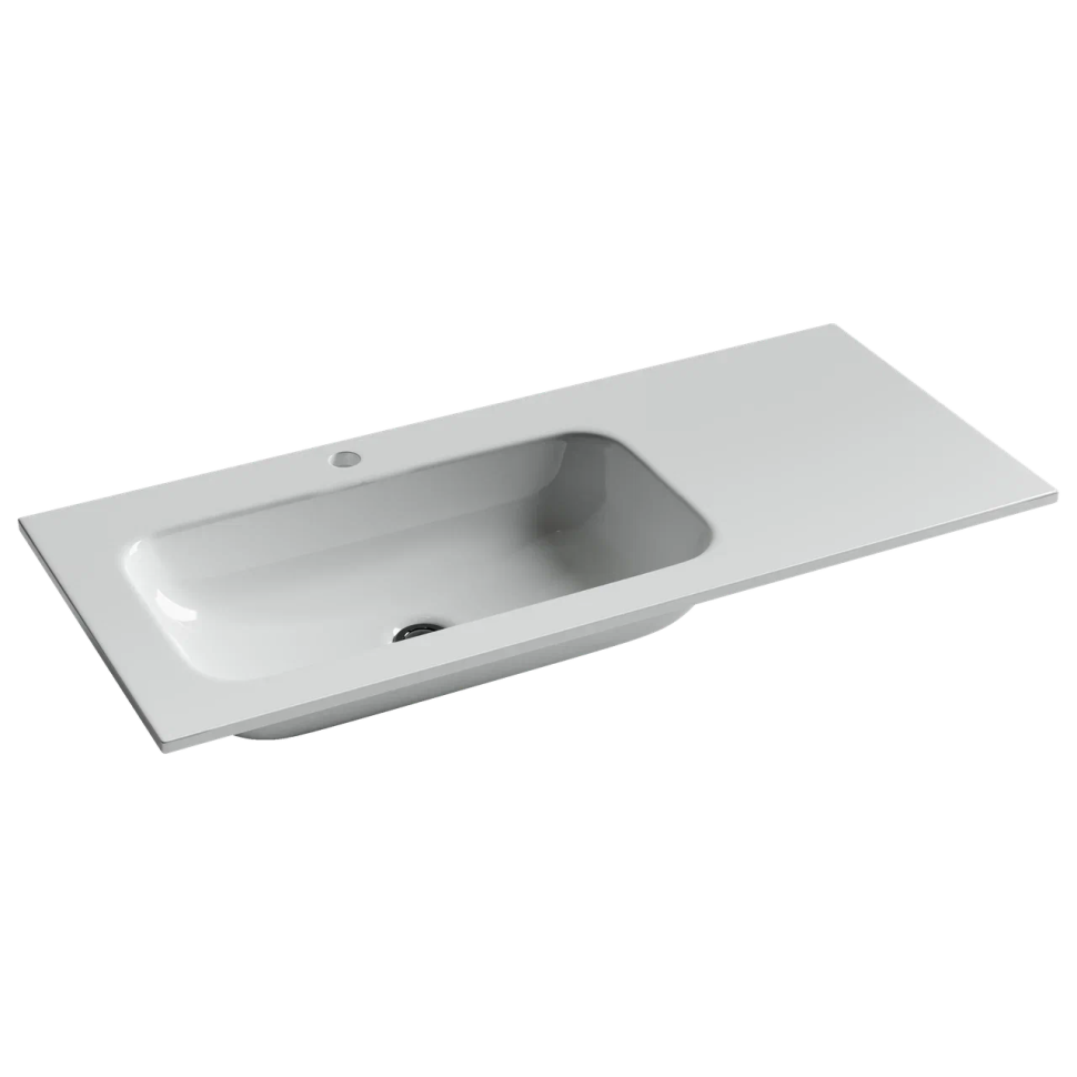 Раковина накладная мебельная Grace прямоугольная 1010x457x137мм, чаша слева, с отверстием под смеситель, цвет белый