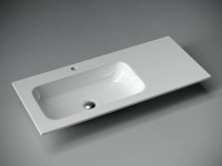 Раковина накладная мебельная Grace прямоугольная 1010x457x137мм, чаша слева, с отверстием под смеситель, цвет белый