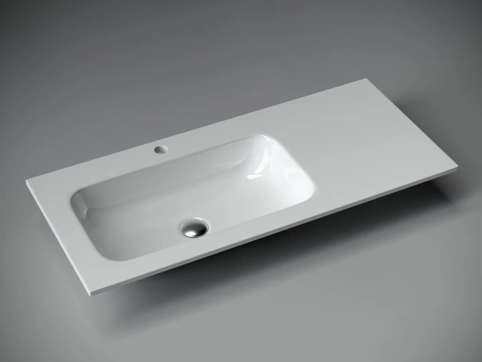 Раковина накладная мебельная Grace прямоугольная 1010x457x137мм, чаша слева, с отверстием под смеситель, цвет белый