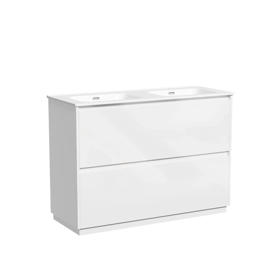 Тумба под раковину SANCOS Libra Floor напольная, 1190х450х840, c двумя ящиками оснащенными доводчиками, белый глянец , арт. LB120F-2W