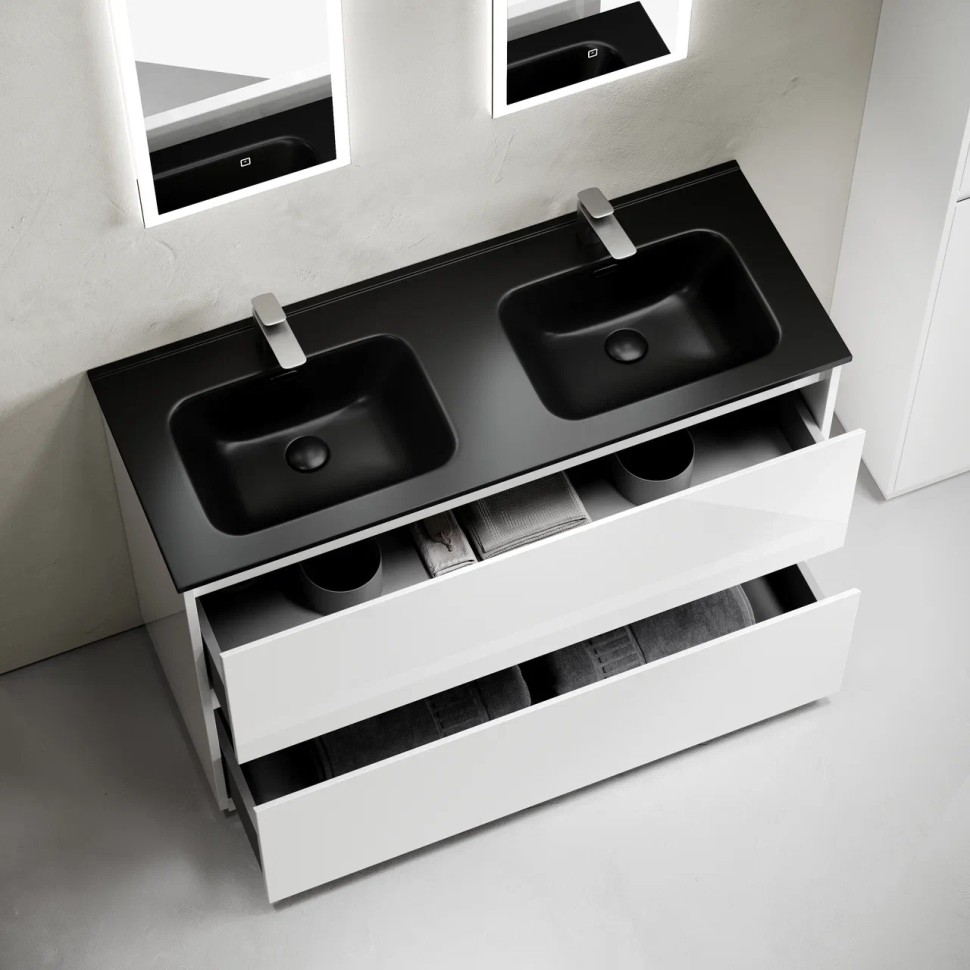 Тумба под раковину SANCOS Libra Floor напольная, 1190х450х840, c двумя ящиками оснащенными доводчиками, белый глянец , арт. LB120F-2W