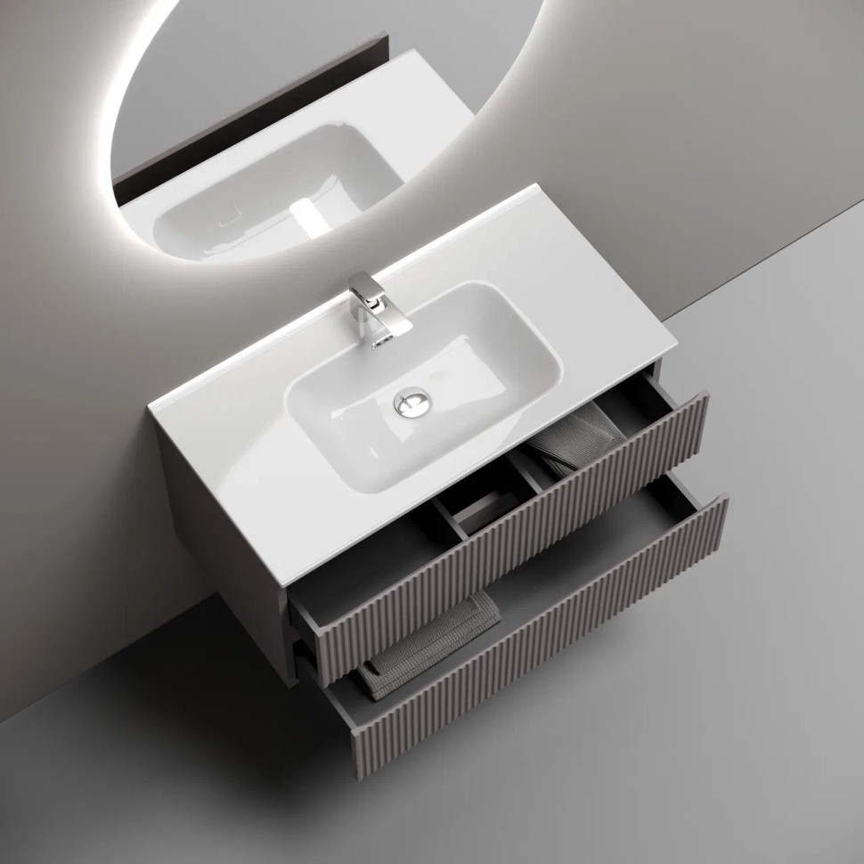 Тумба подвесная SANCOS Snob R 890х445х500, c двумя ящиками оснащенными доводчиками, Doha Soft, арт.SNR90SM