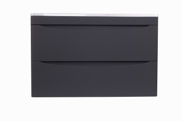 Тумба подвесная STYLE LINE "Бергамо мини 80" (2 ящ.) Люкс антискрейтч черный, PLUS с раковиной Каре Люкс МИНИ 800х350