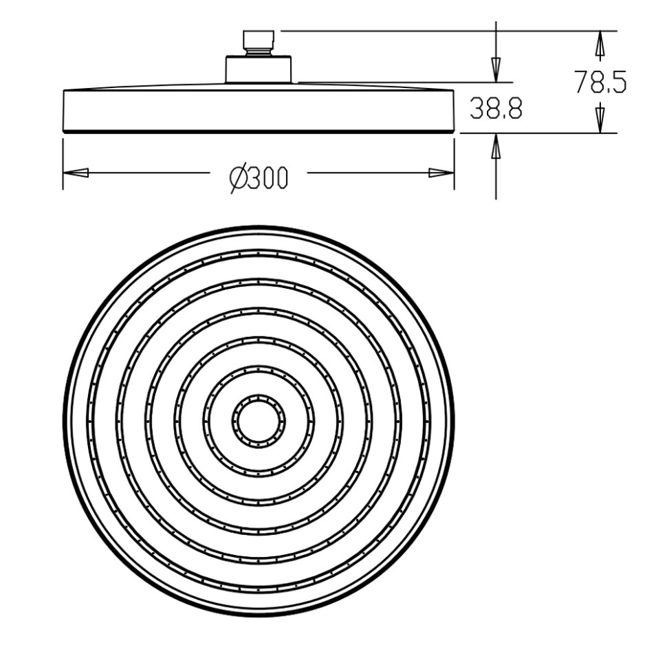 AQM8603MB Верхний душ O300 мм, Черный
