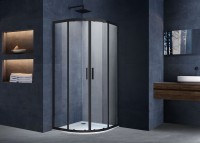 Душевой уголок Alpha VSQ-3AL900CLB, 900*900, черный, стекло прозрачное