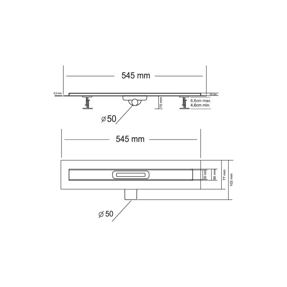 Душевой лоток SAY CARMINE 510.50.P.DUZ, 50 см, хром