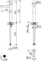 Смеситель для раковины CEZARES LEAF-LC1-L-SR