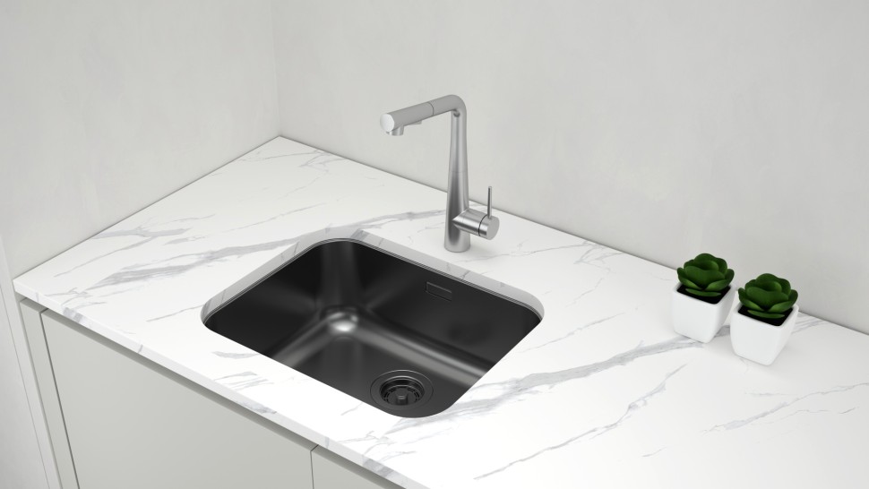 Мойка VELLO 53 UNI, нерж. сталь, VE53-MBN, матовый черный NANO-PVD, 533х433мм, Paulmark