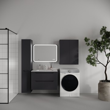 Тумба подвесная STYLE LINE "Марелла 80" (2 ящ.) Люкс Плюс антискрейтч графит под раковину Марелла Люкс 800х400