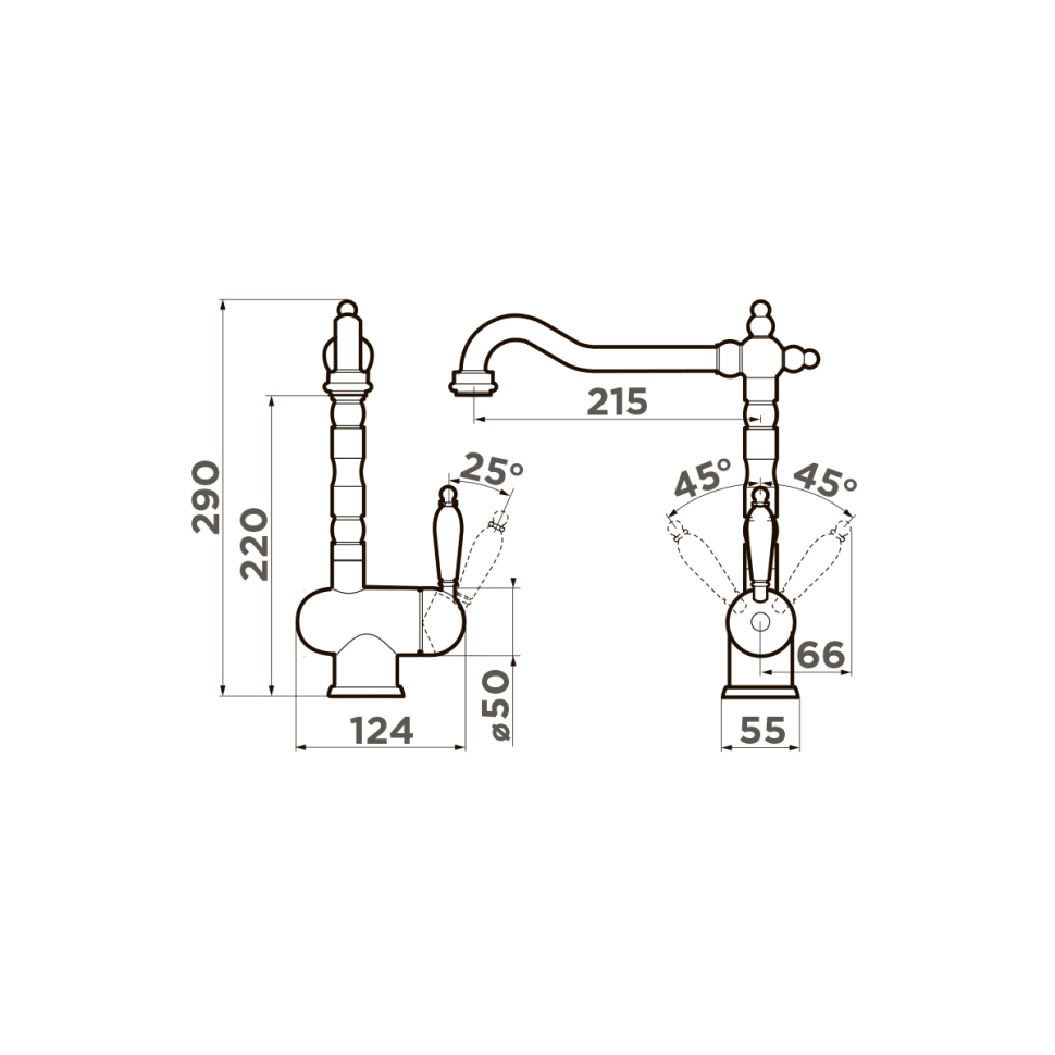 Смеситель для кухни Omoikiri Kyoto-SI латунь/античное серебро